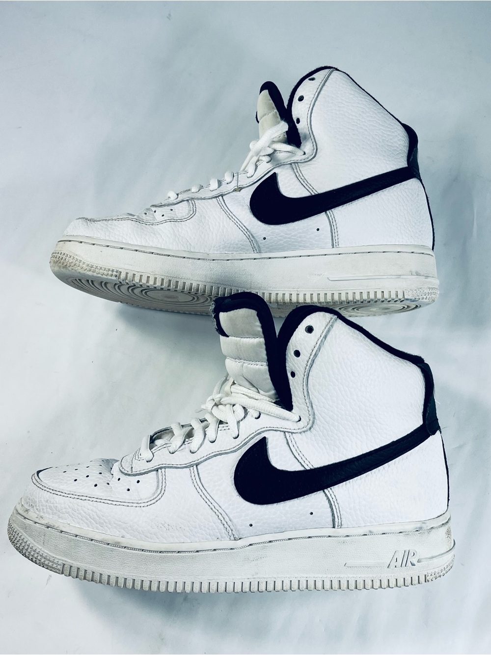 Nike Air Force 1 ‘07 High Top LeatherSneakers CT 2303-100 White Black  Men’s 7.5